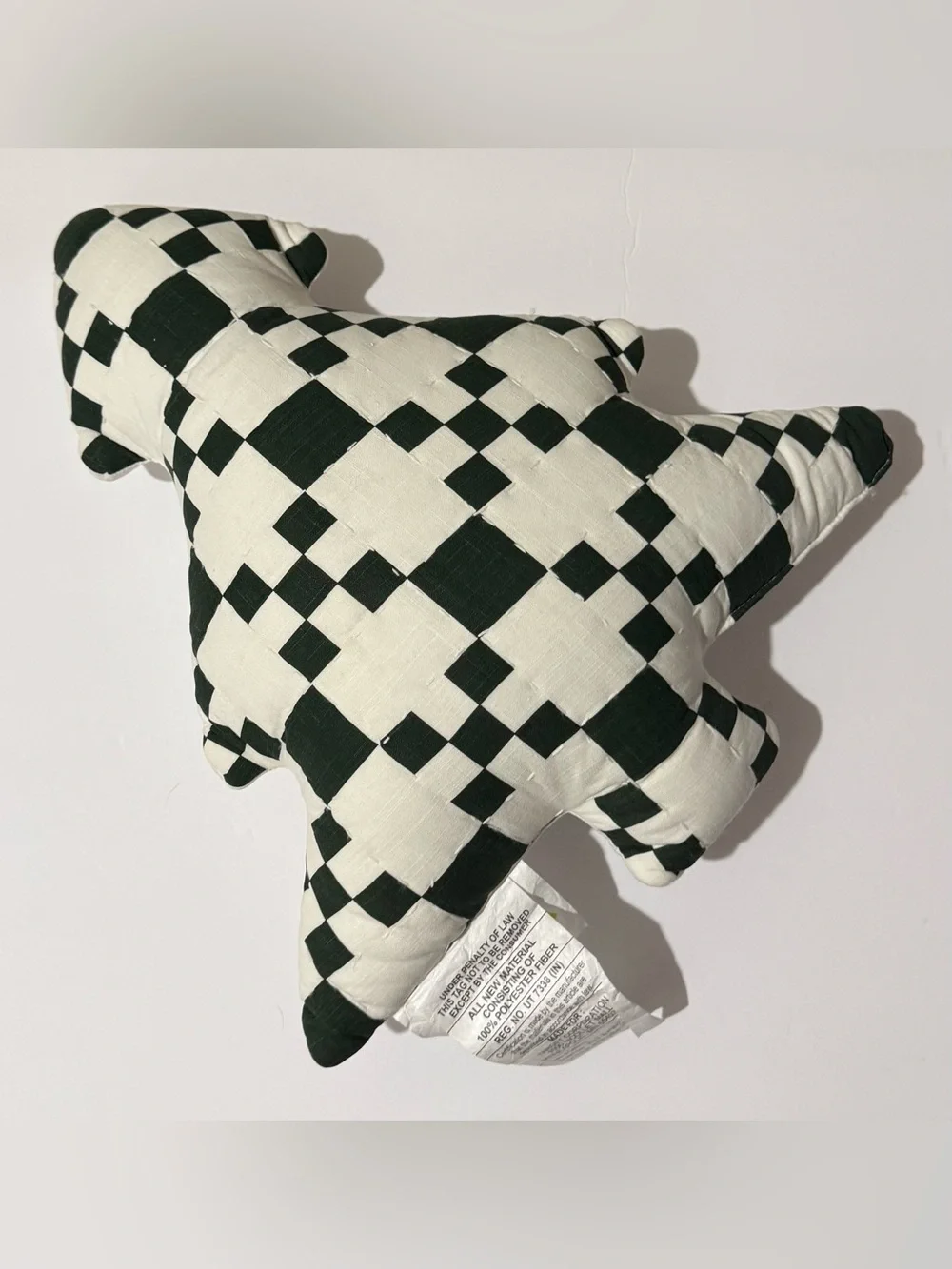 NEW Threshold Green and White Checkered Tree Shaped Pillow